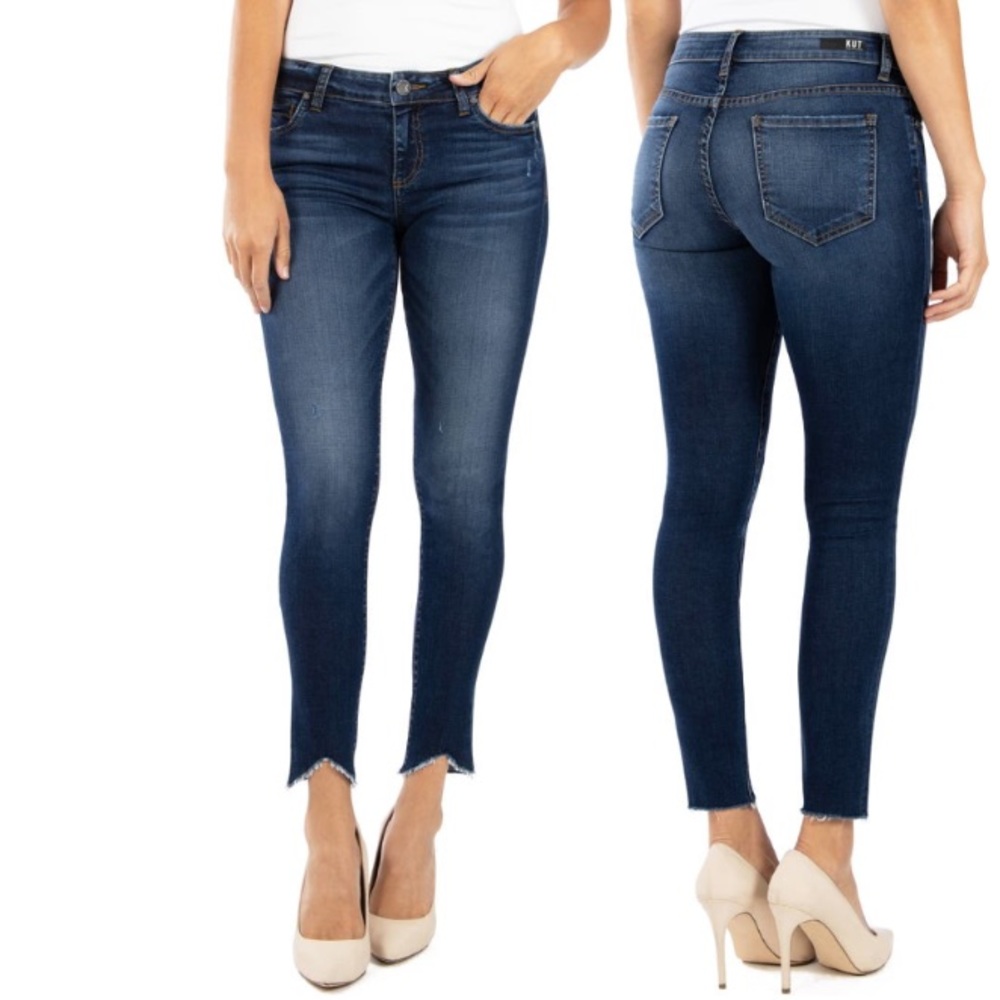 KUT Connie Raw Angled Hem Ankle Skinny Jeans